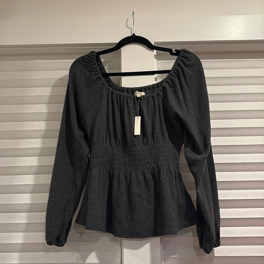 NWT Madewell grey top small long sleeve